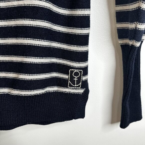 Rebecca Taylor Sweater Sz S Merino Wool Stripe Nautical Pullover Anchor Knit - Picture 6 of 12